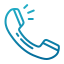 A turquoise line drawing of an old rotary phone reciever.